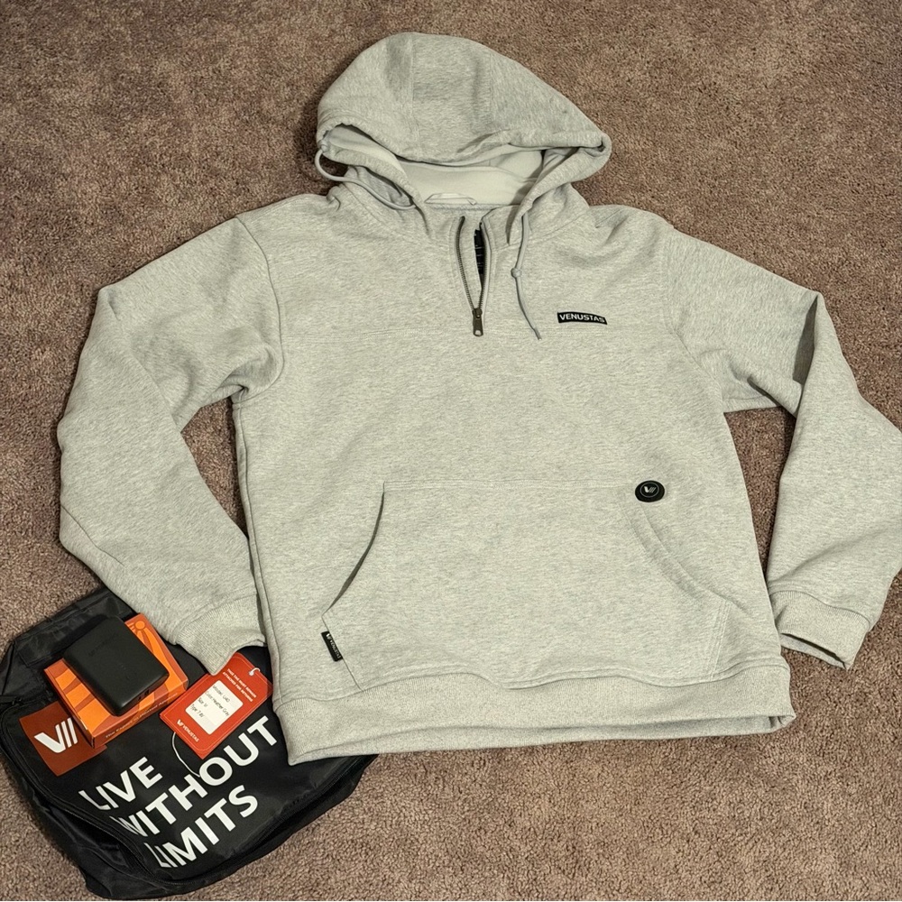 Venustas Light Gray Heated Men’s Hoodie
